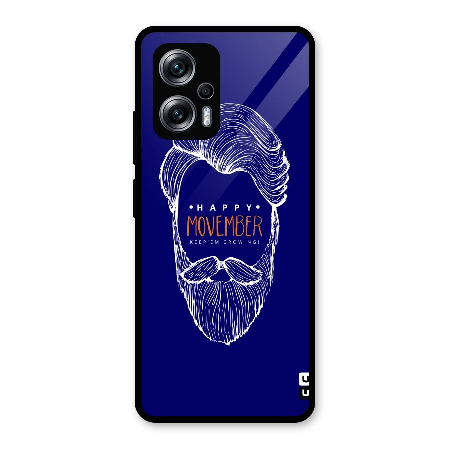 Happy Movember Blue Glass Back Case for Redmi K50i