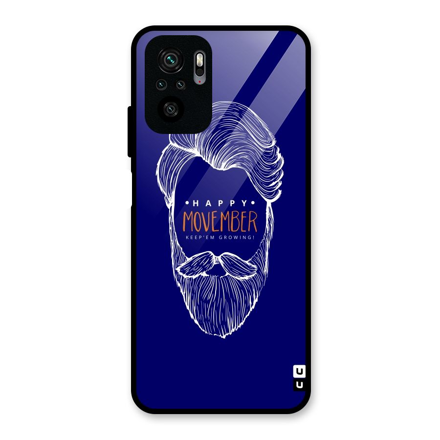 Happy Movember Blue Glass Back Case for Redmi Note 10S