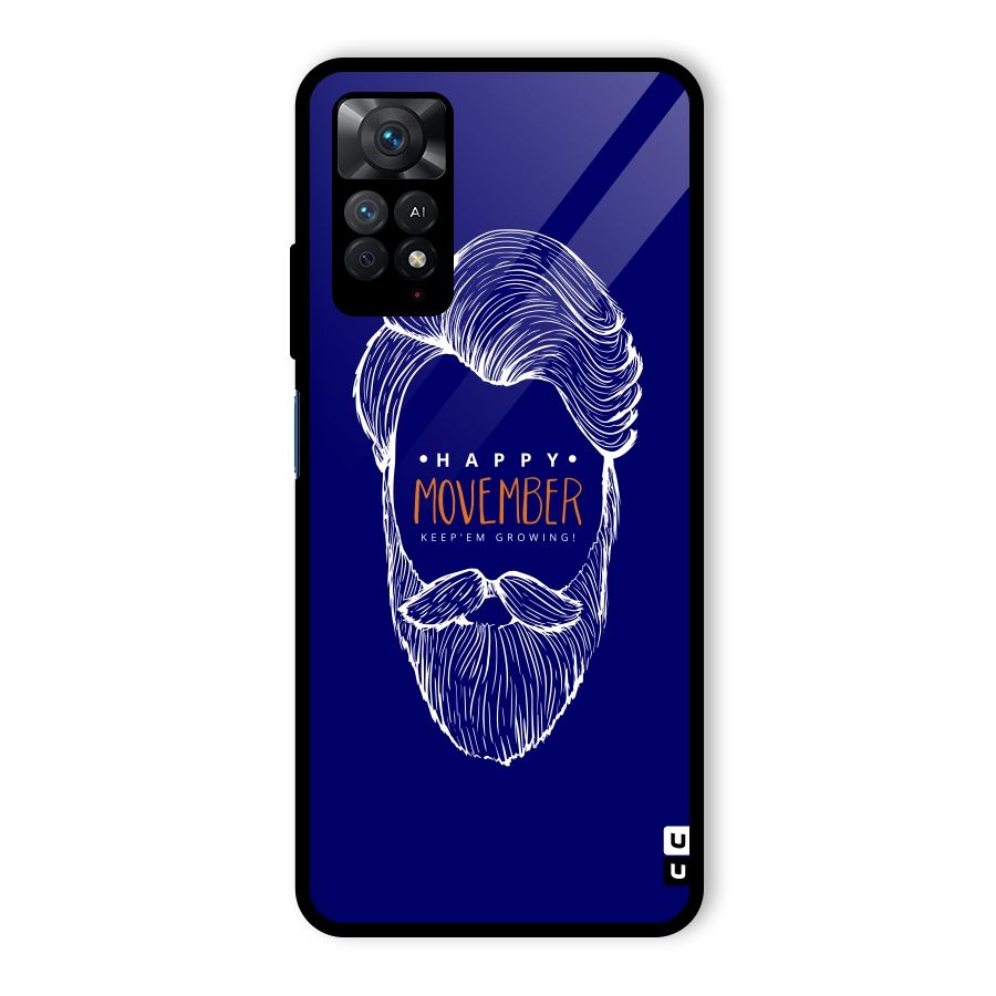 Happy Movember Blue Glass Back Case for Redmi Note 11 Pro
