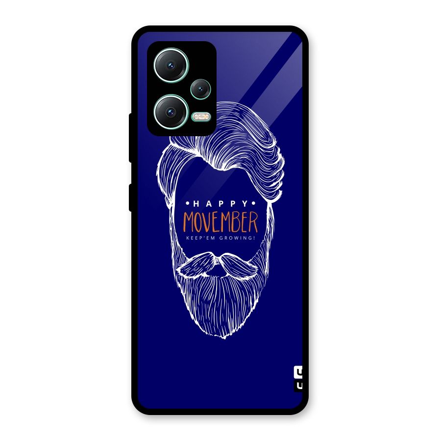 Happy Movember Blue Glass Back Case for Redmi Note 12 5G