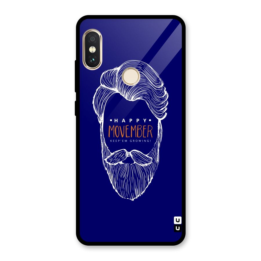 Happy Movember Blue Glass Back Case for Redmi Note 5 Pro