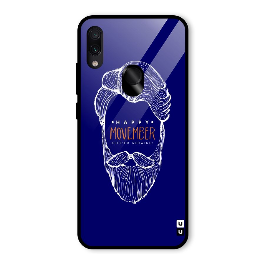 Happy Movember Blue Glass Back Case for Redmi Note 7S
