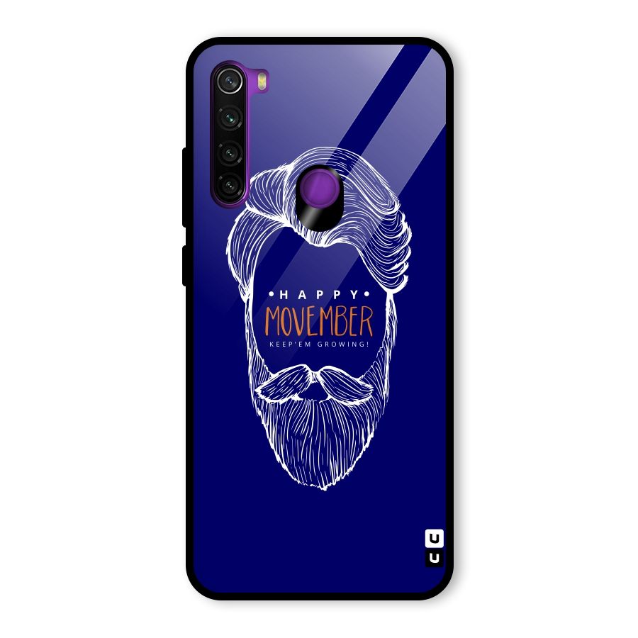 Happy Movember Blue Glass Back Case for Redmi Note 8