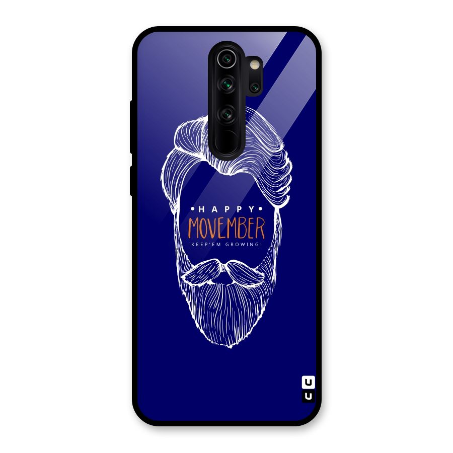 Happy Movember Blue Glass Back Case for Redmi Note 8 Pro