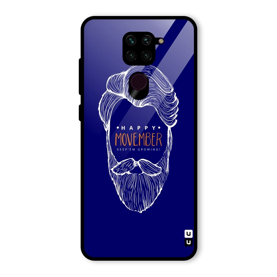 Happy Movember Blue Glass Back Case for Redmi Note 9