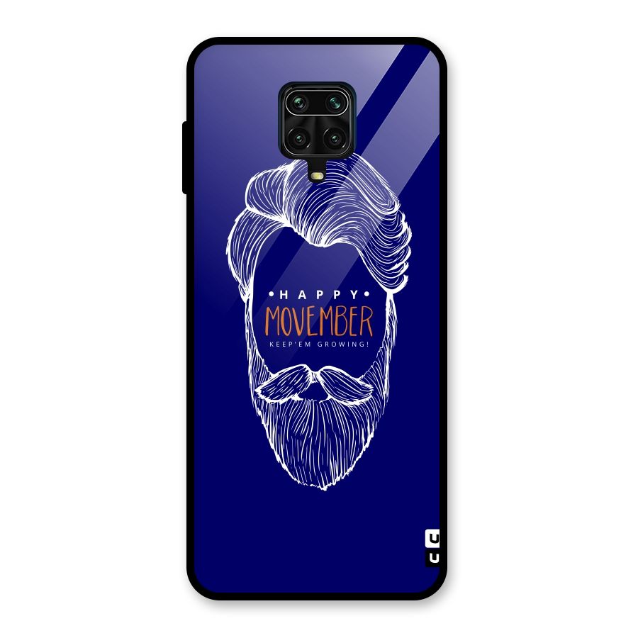 Happy Movember Blue Glass Back Case for Redmi Note 9 Pro