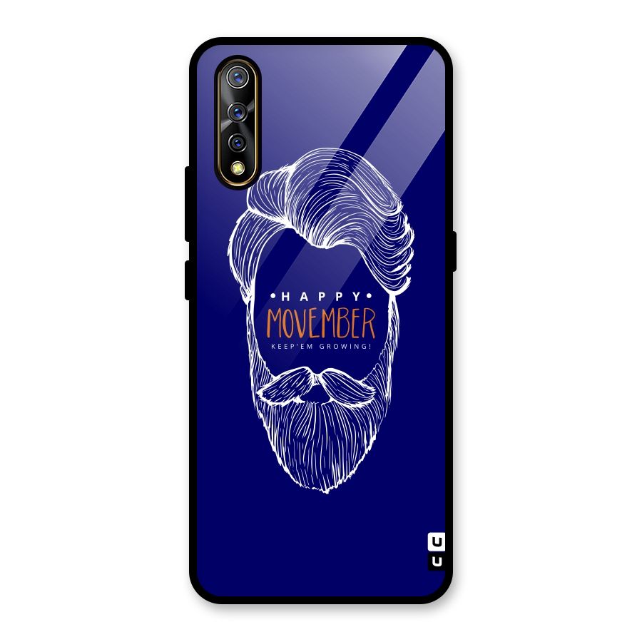 Happy Movember Blue Glass Back Case for Vivo S1