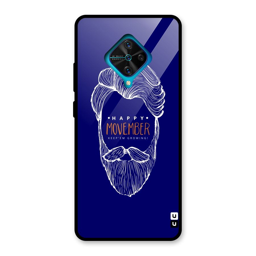 Happy Movember Blue Glass Back Case for Vivo S1 Pro