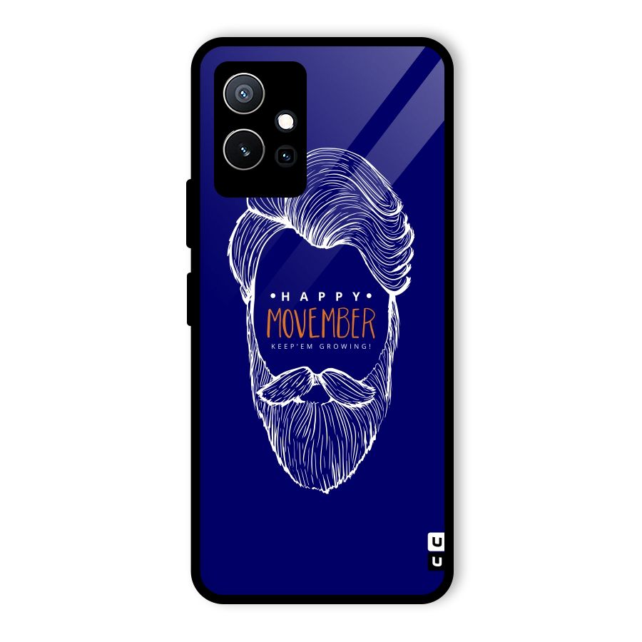 Happy Movember Blue Glass Back Case for Vivo T1 5G