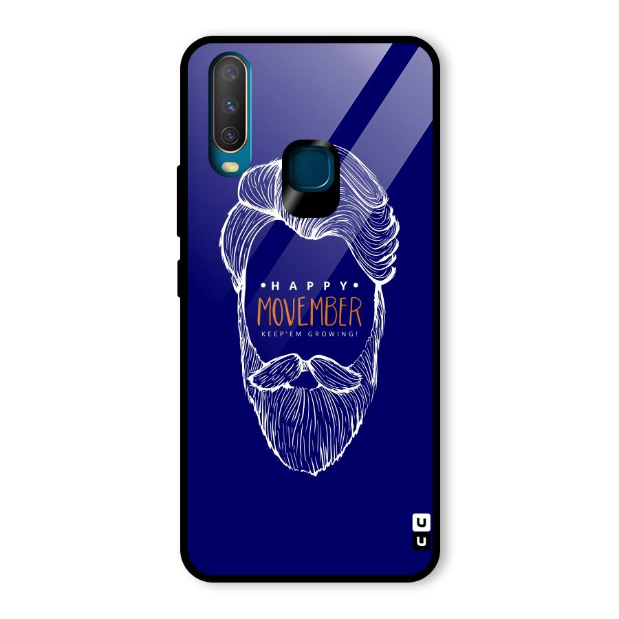 Happy Movember Blue Glass Back Case for Vivo U10