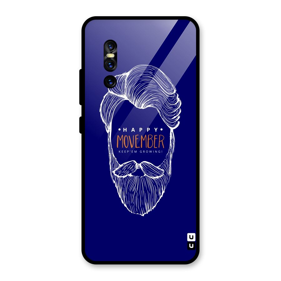 Happy Movember Blue Glass Back Case for Vivo V15 Pro