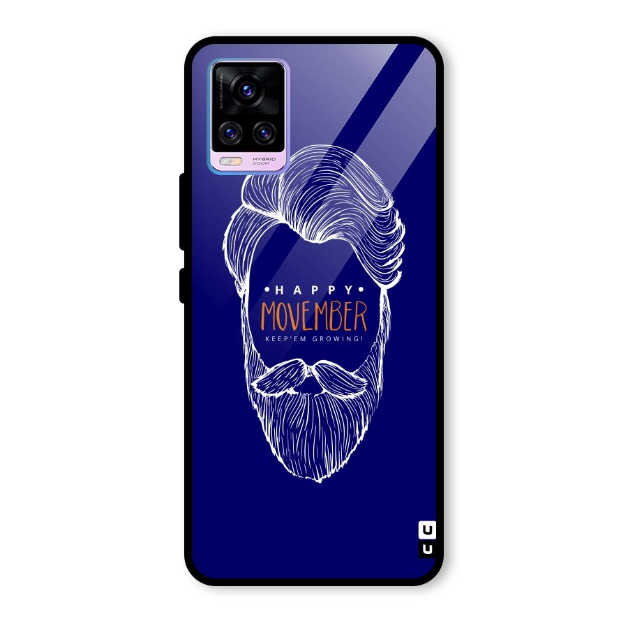 Happy Movember Blue Glass Back Case for Vivo V20 Pro