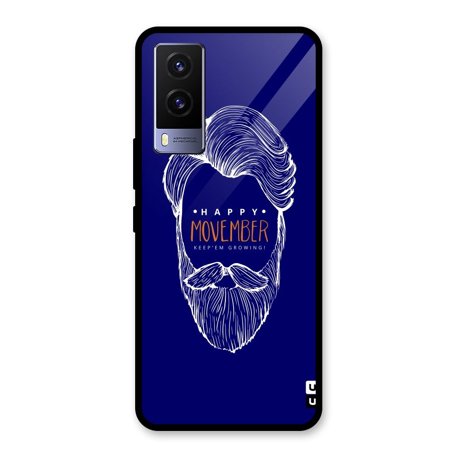 Happy Movember Blue Glass Back Case for Vivo V21e 5G
