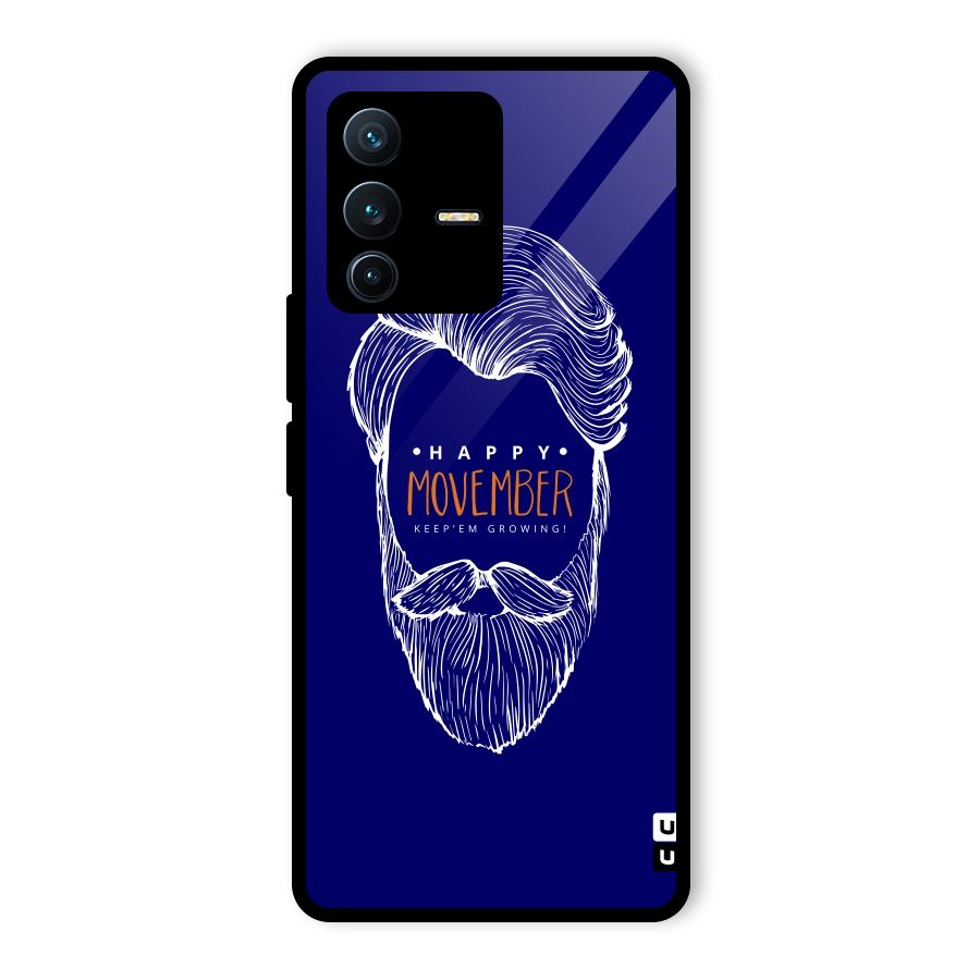 Happy Movember Blue Glass Back Case for Vivo V23 Pro