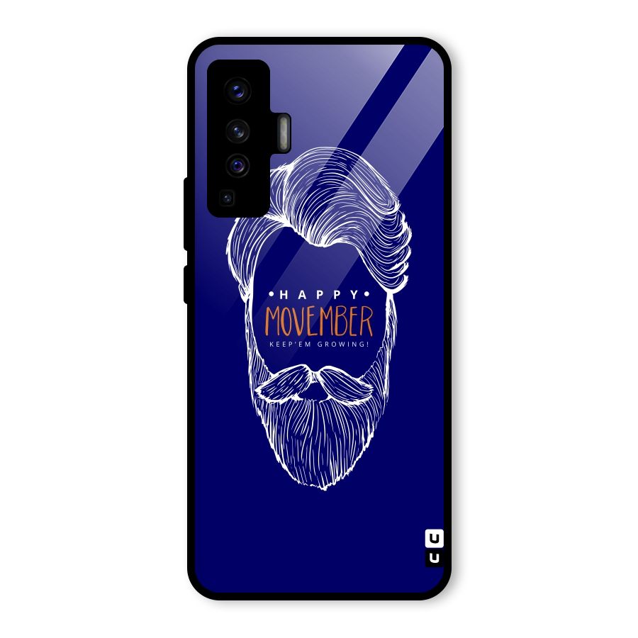 Happy Movember Blue Glass Back Case for Vivo X50