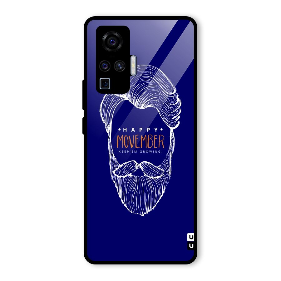 Happy Movember Blue Glass Back Case for Vivo X50 Pro