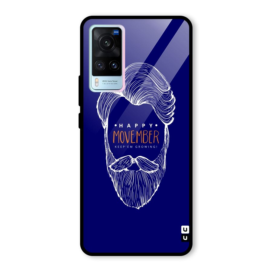 Happy Movember Blue Glass Back Case for Vivo X60