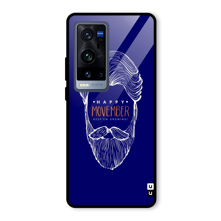 Happy Movember Blue Glass Back Case for Vivo X60 Pro Plus