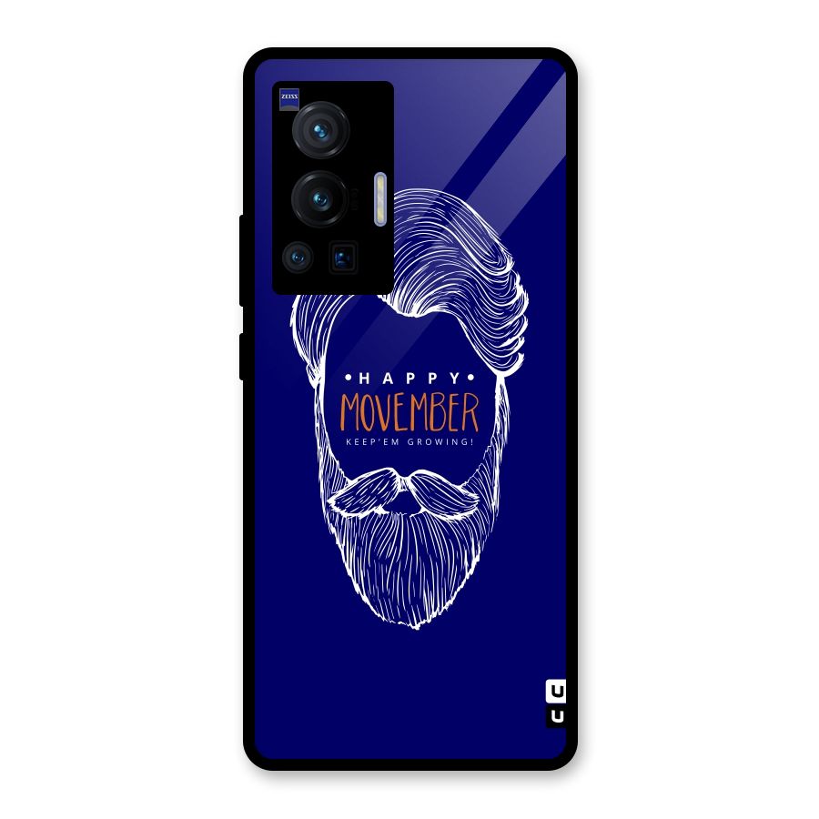 Happy Movember Blue Glass Back Case for Vivo X70 Pro