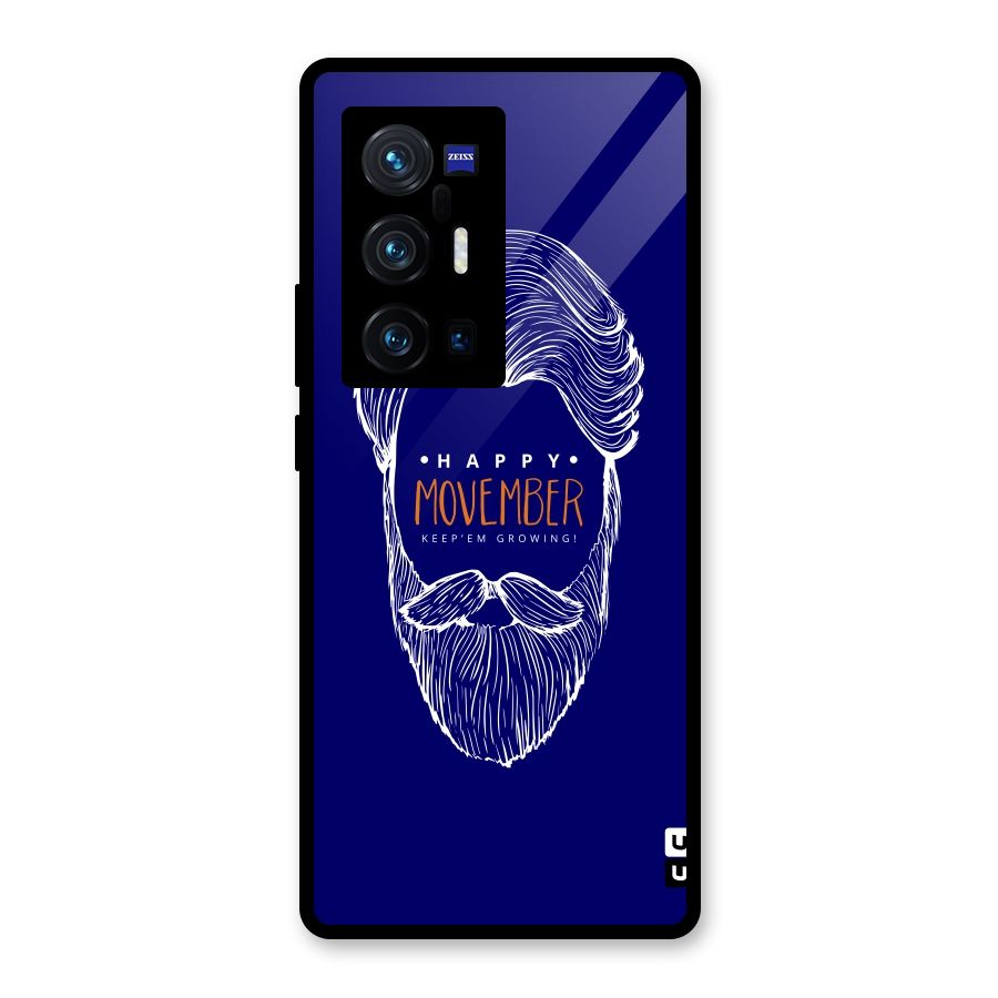 Happy Movember Blue Glass Back Case for Vivo X70 Pro Plus