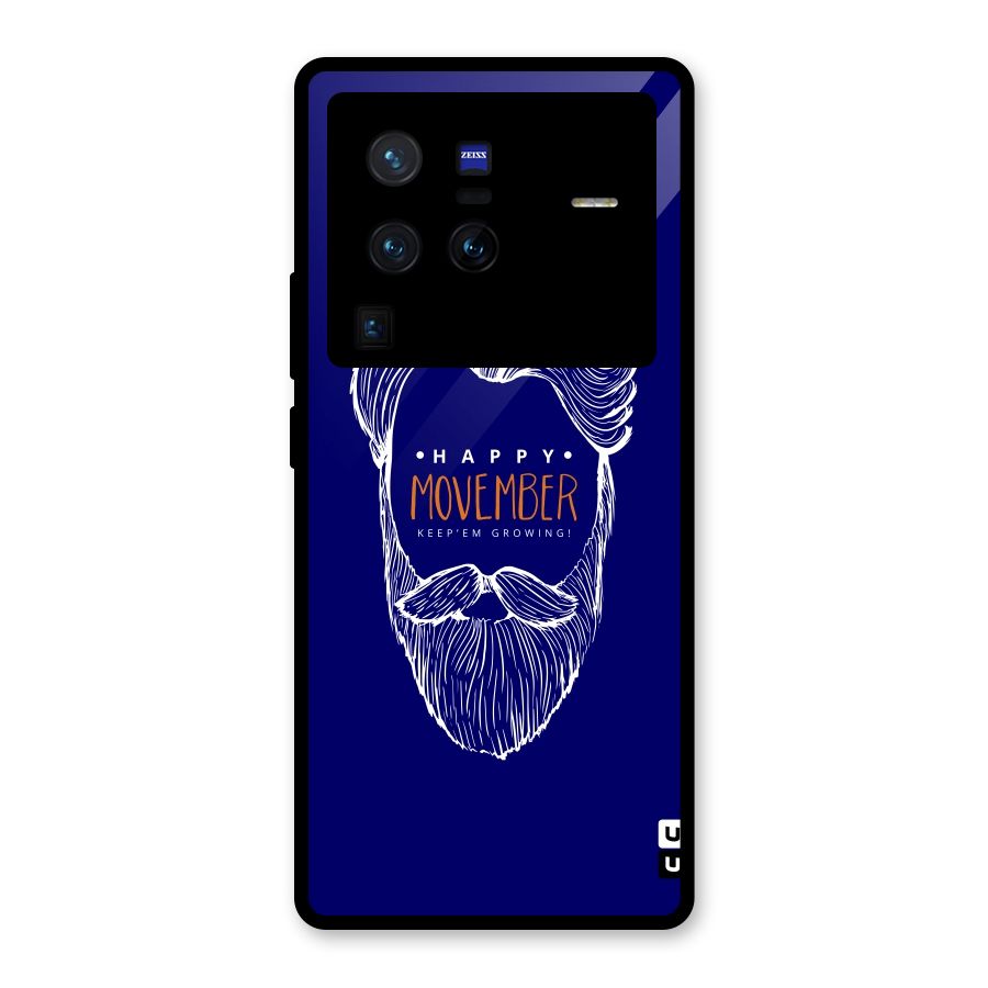 Happy Movember Blue Glass Back Case for Vivo X80 Pro