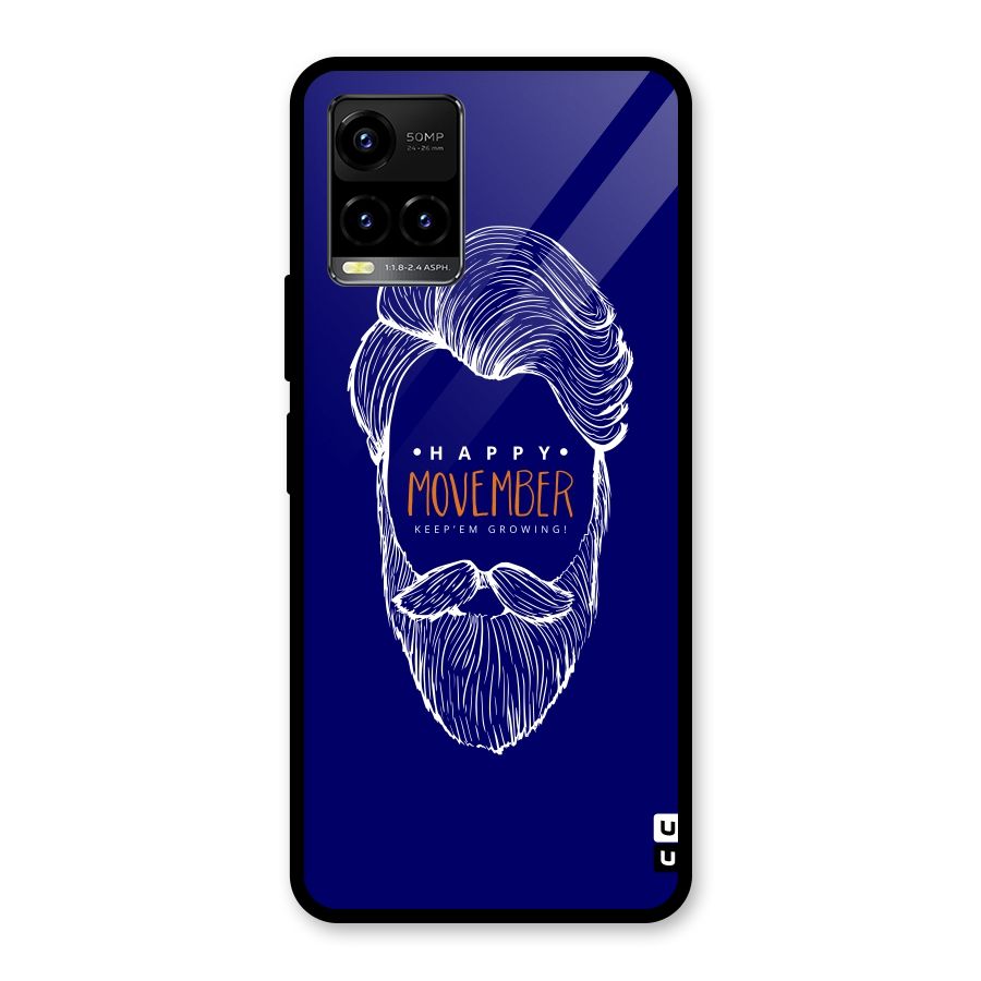 Happy Movember Blue Glass Back Case for Vivo Y21T