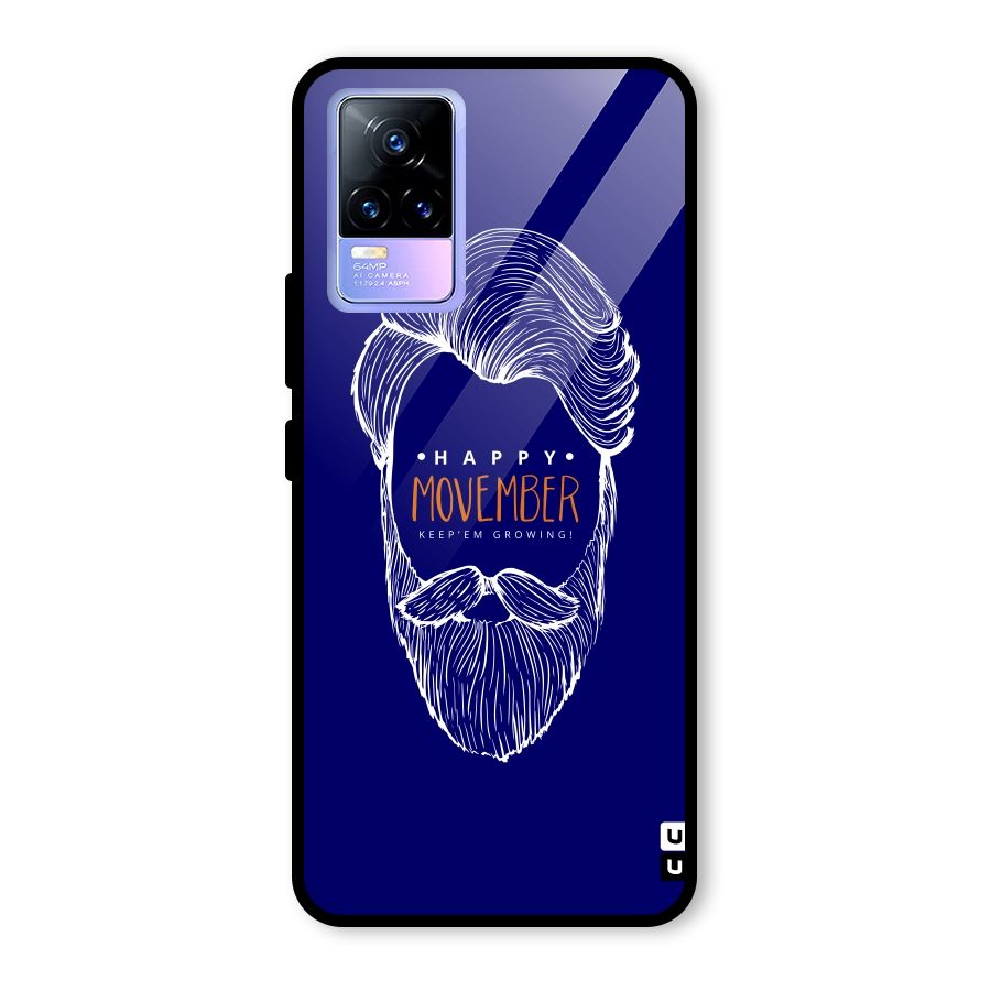Happy Movember Blue Glass Back Case for Vivo Y73
