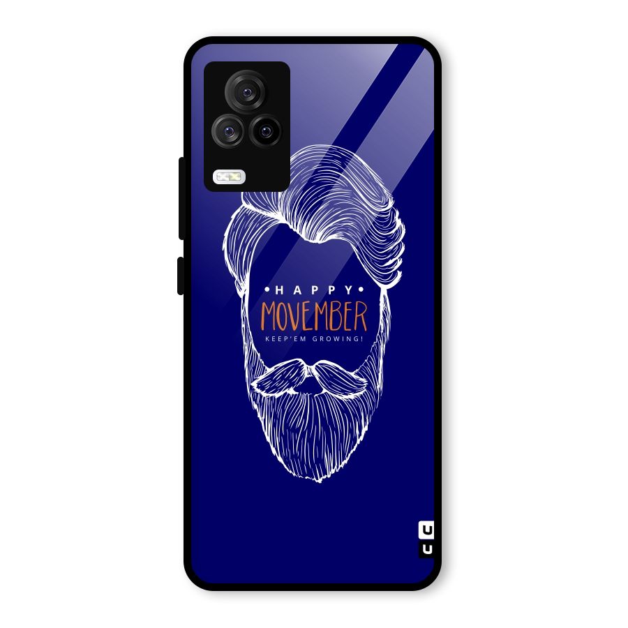 Happy Movember Blue Glass Back Case for Vivo iQOO 7 Legend 5G