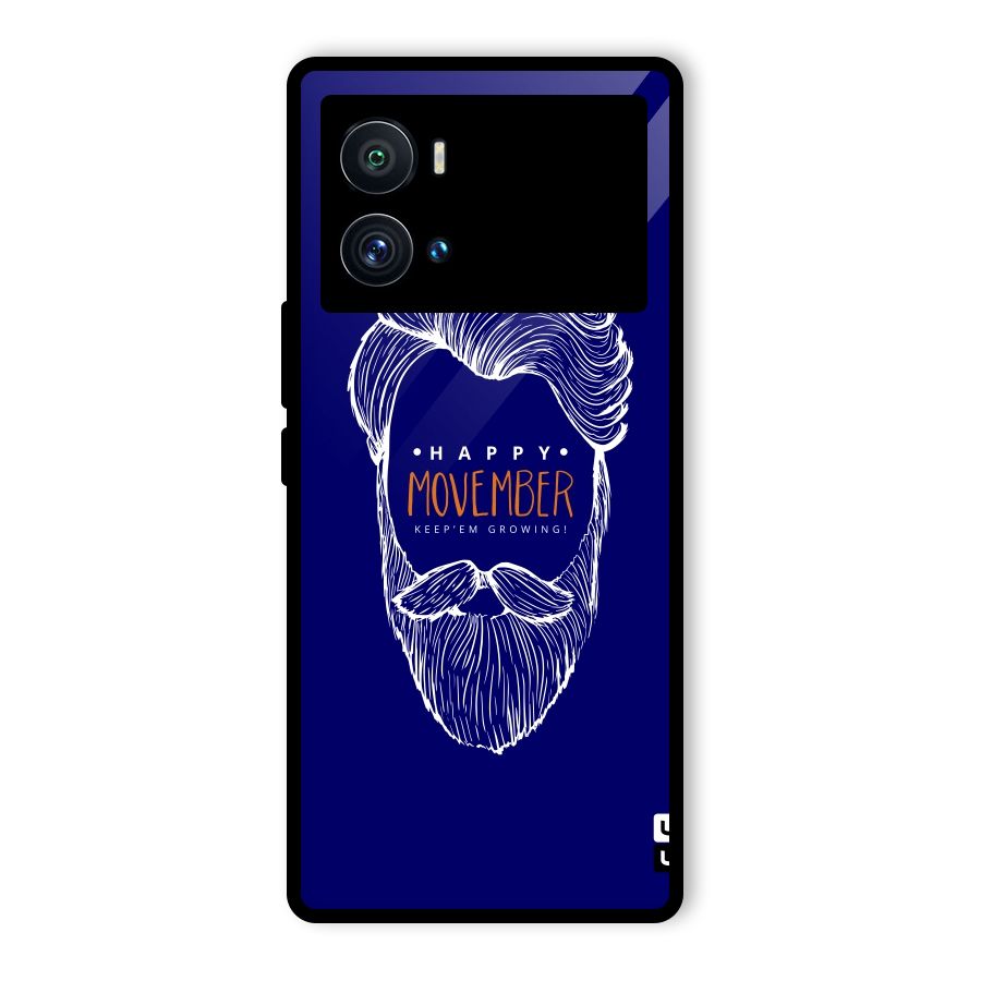 Happy Movember Blue Glass Back Case for Vivo iQOO 9 Pro