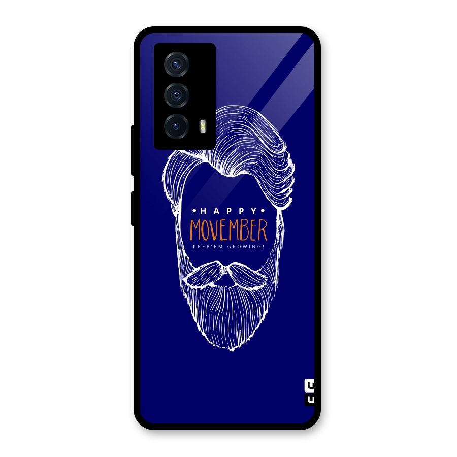 Happy Movember Blue Glass Back Case for Vivo iQOO Z5