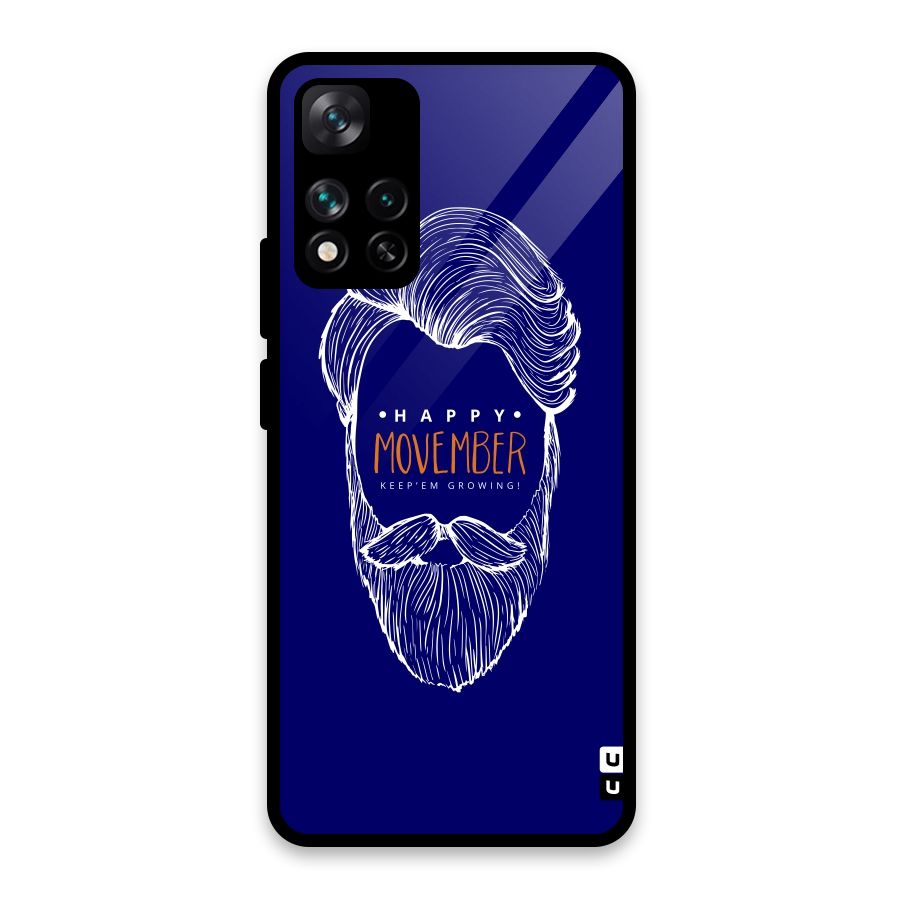 Happy Movember Blue Glass Back Case for Xiaomi 11i HyperCharge 5G