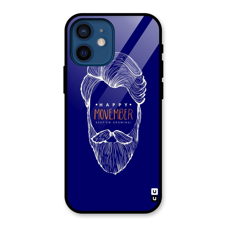 Happy Movember Blue Glass Back Case for iPhone 12 Mini