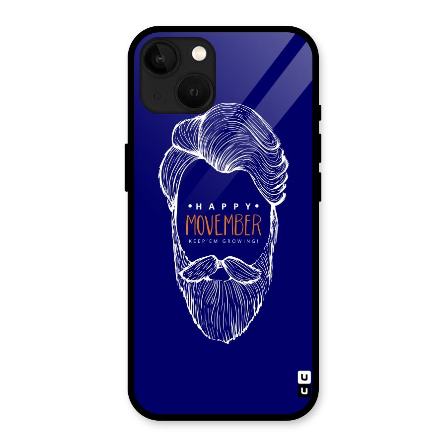 Happy Movember Blue Glass Back Case for iPhone 13