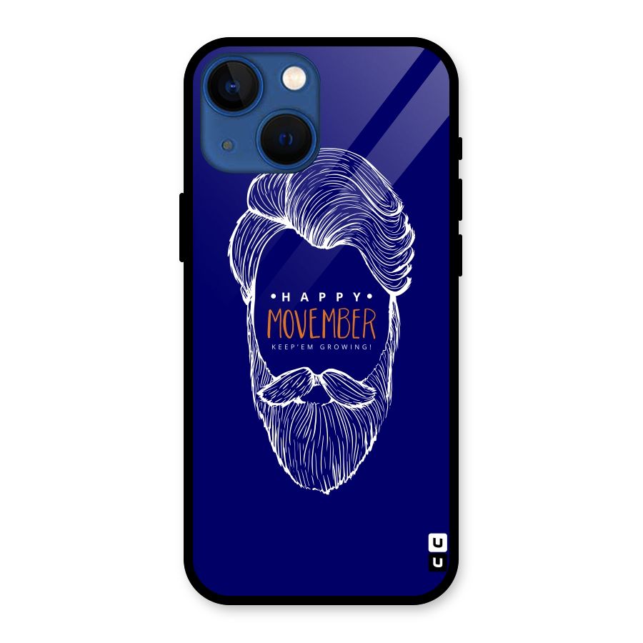 Happy Movember Blue Glass Back Case for iPhone 13 Mini