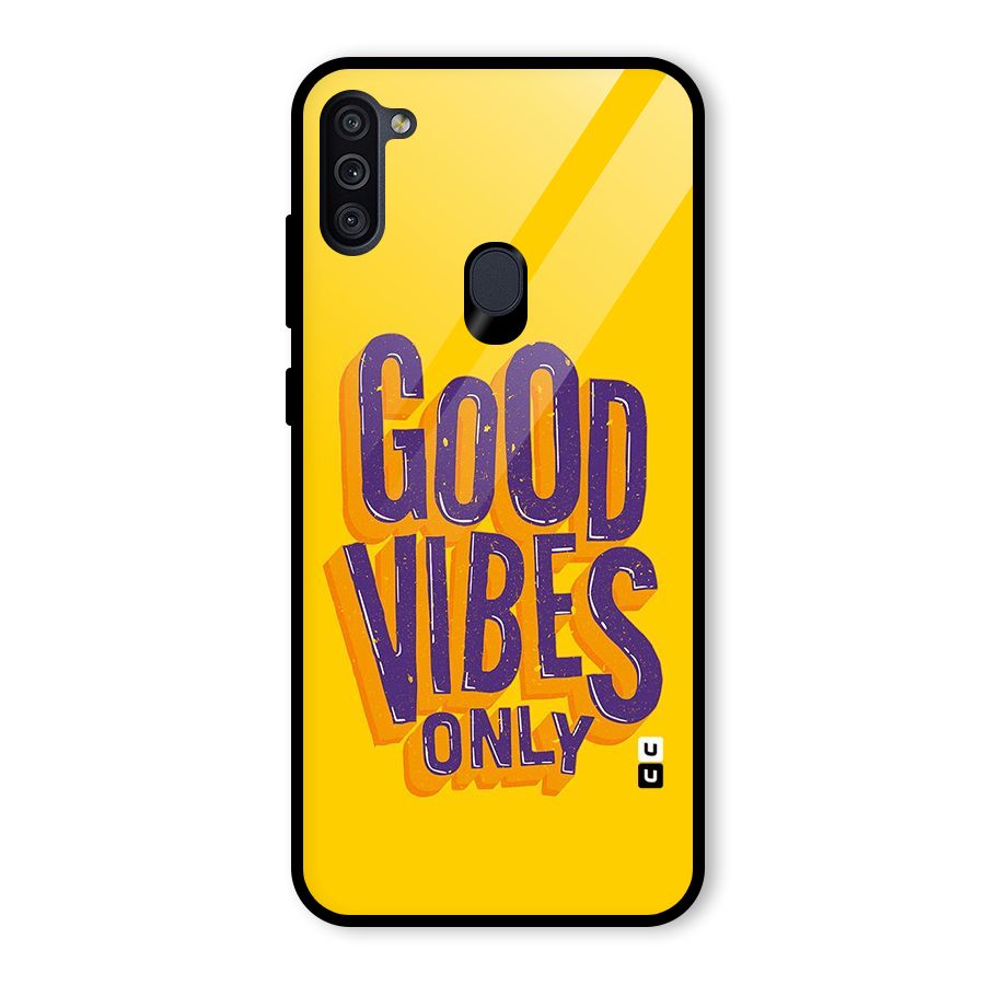 Happy Vibes Only Glass Back Case for Galaxy M11