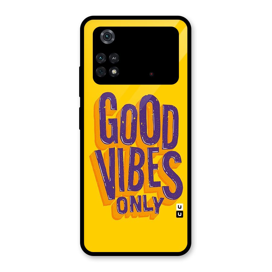 Happy Vibes Only Glass Back Case for Poco M4 Pro 4G