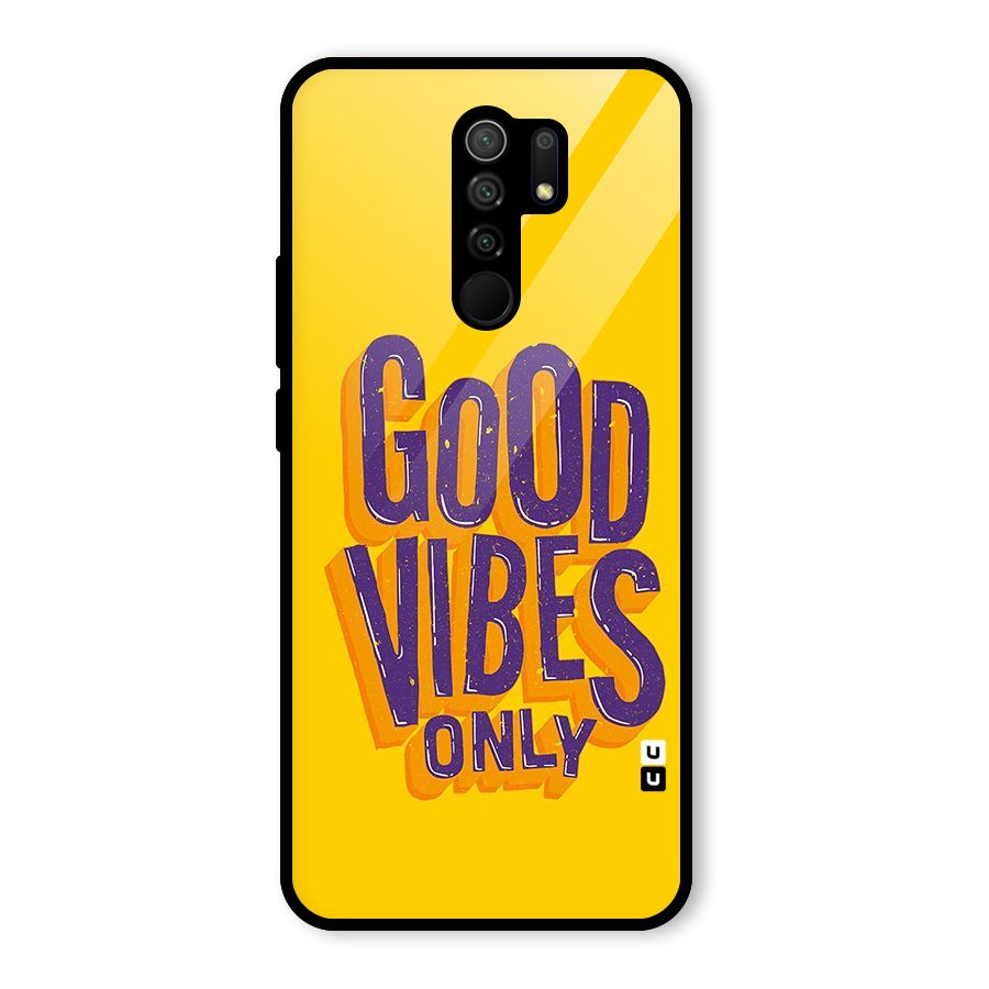 Happy Vibes Only Glass Back Case for Redmi 9 Prime