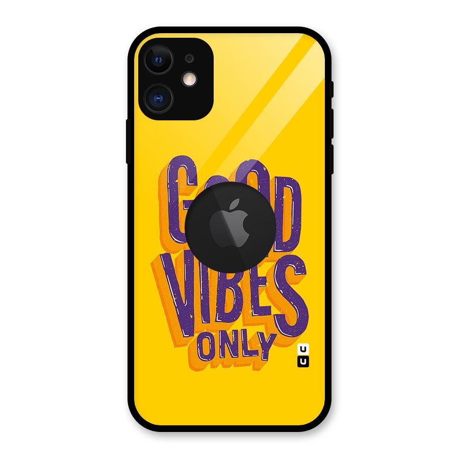 Happy Vibes Only Glass Back Case for iPhone 11 Logo Cut