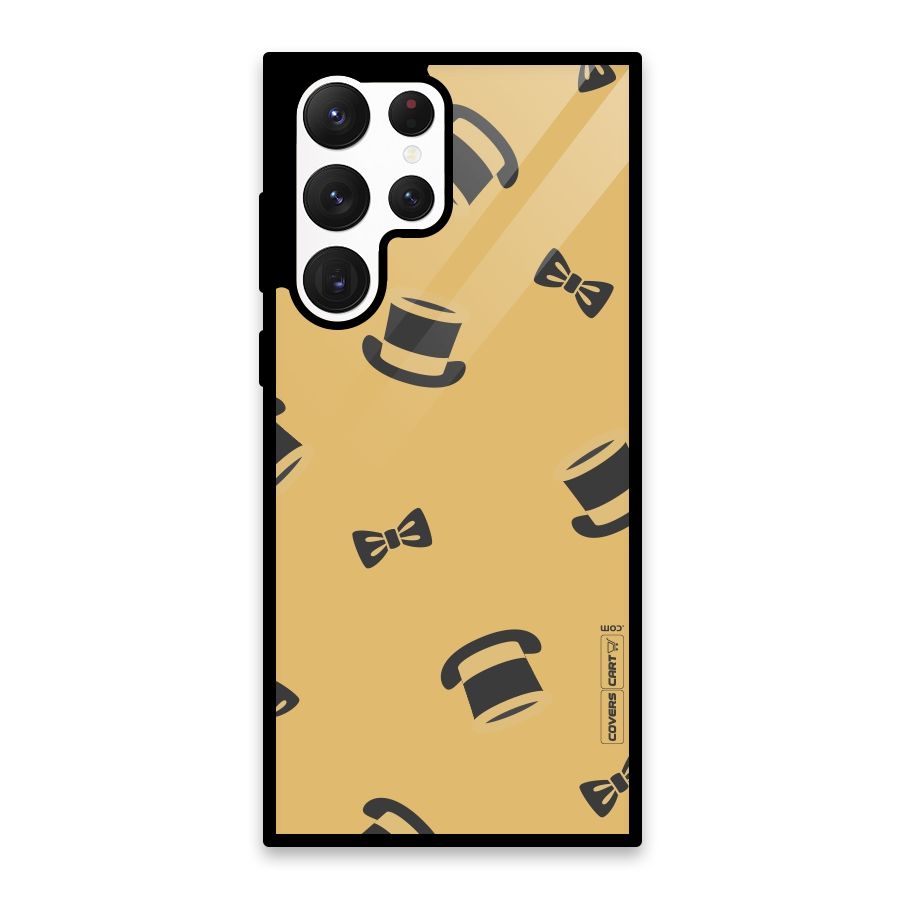Hat and Bow Tie Glass Back Case for Galaxy S22 Ultra 5G