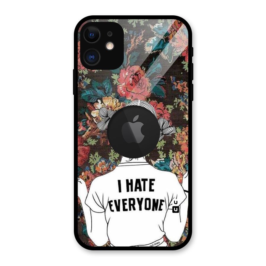 Hate Everyone Glass Back Case for iPhone 11 Logo Cut