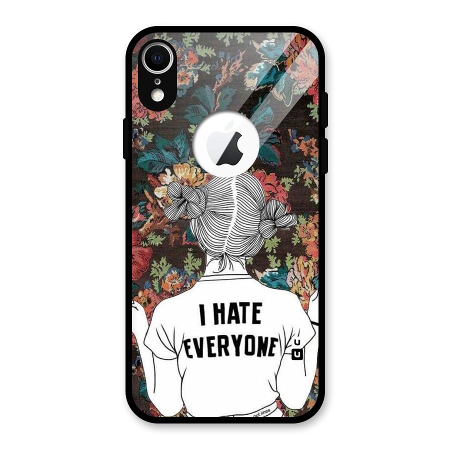 Hate Everyone Glass Back Case for iPhone XR Logo Cut