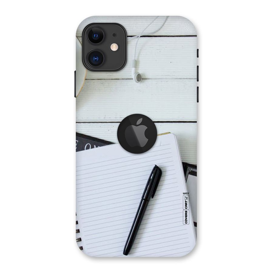 Headphones Notes Back Case for iPhone 11 Logo Cut