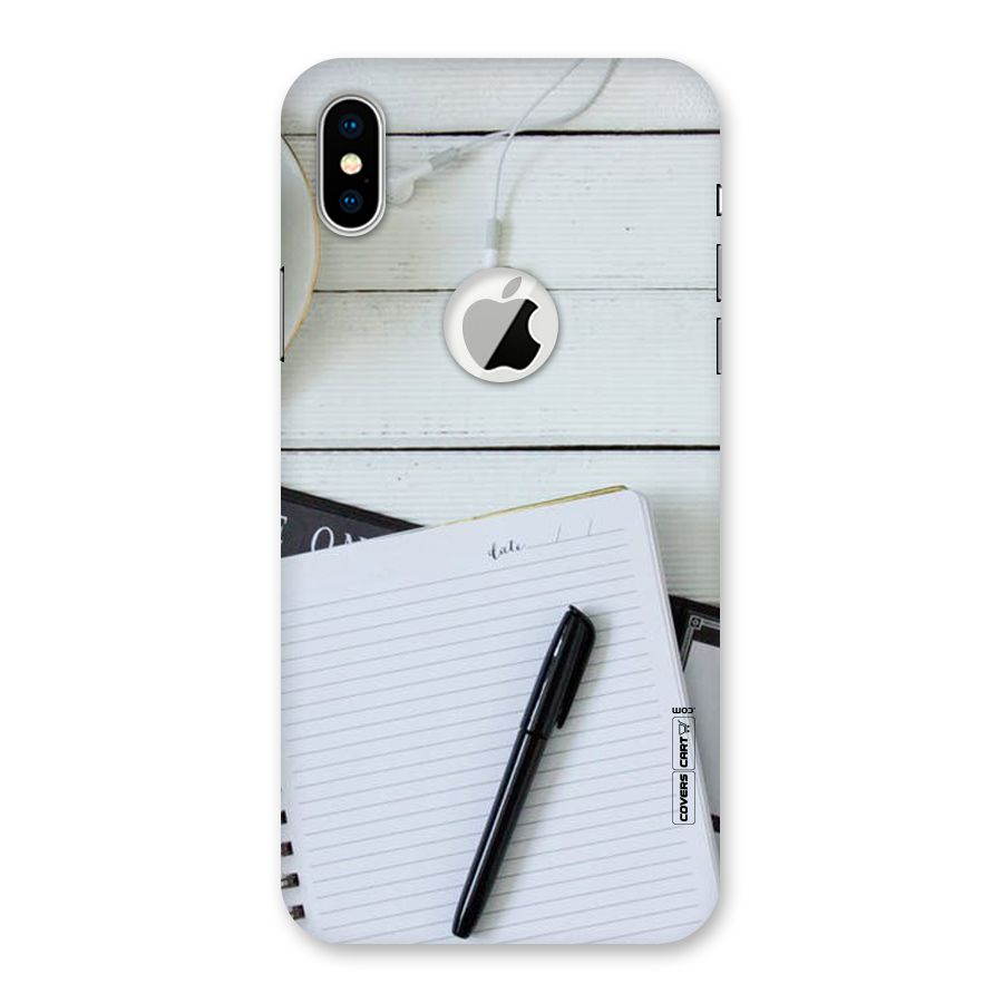 Headphones Notes Back Case for iPhone X Logo Cut