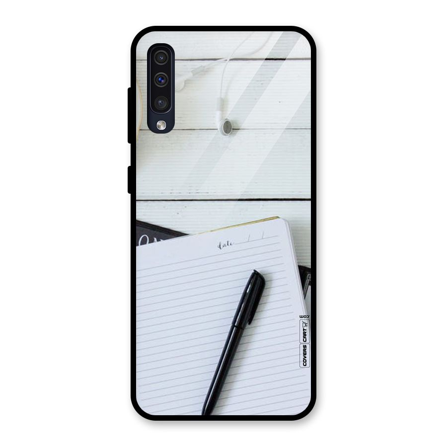 Headphones Notes Glass Back Case for Galaxy A50
