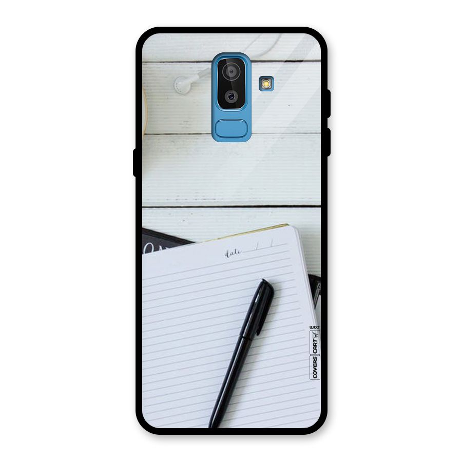 Headphones Notes Glass Back Case for Galaxy J8