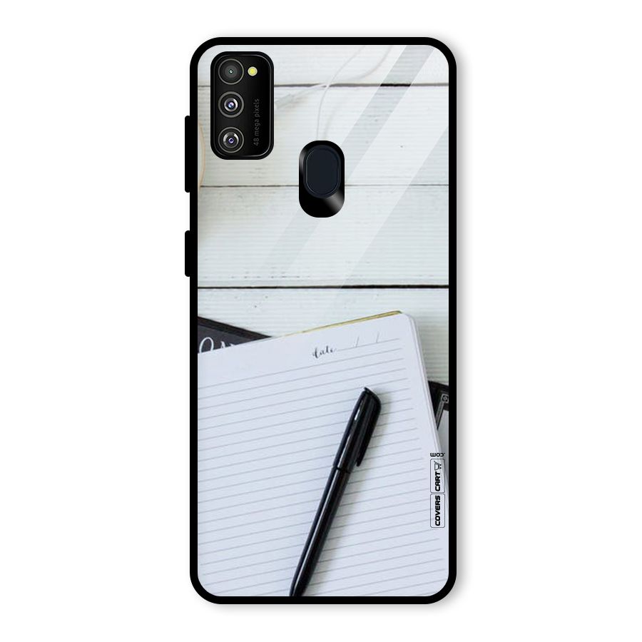 Headphones Notes Glass Back Case for Galaxy M30s