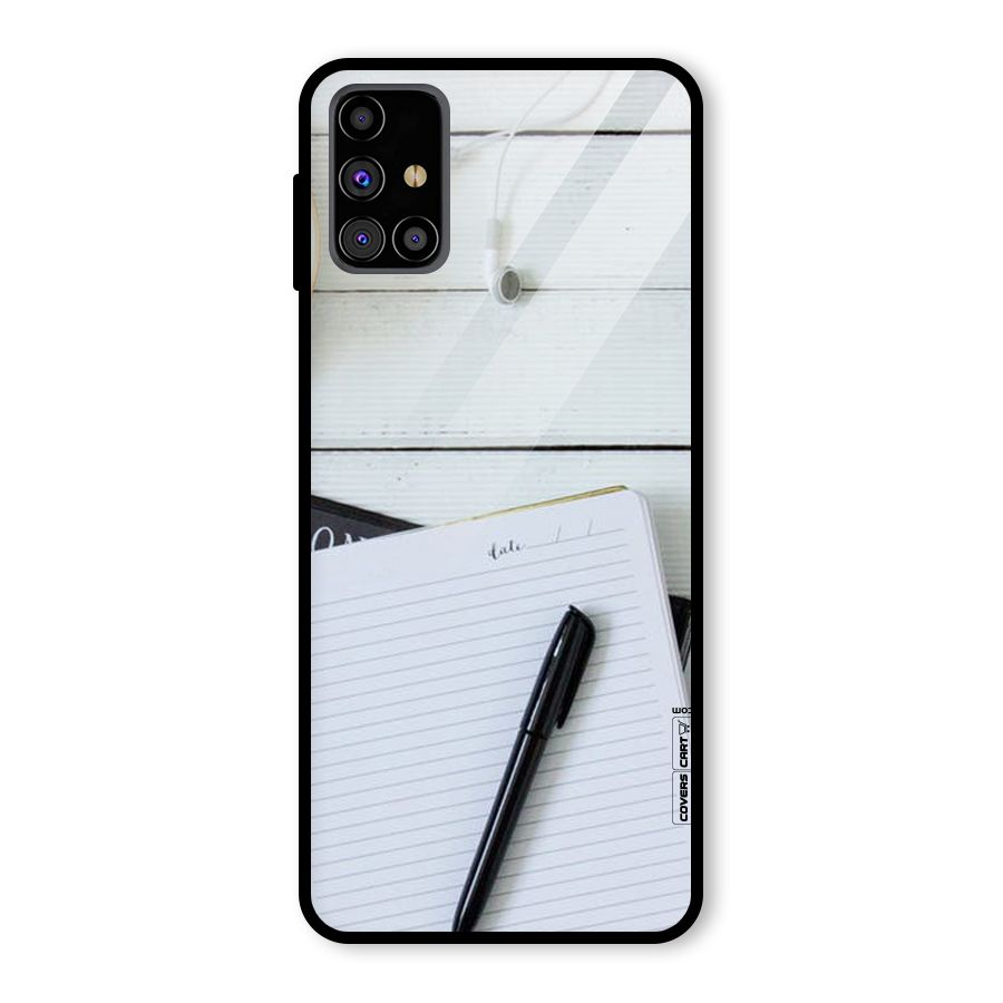 Headphones Notes Glass Back Case for Galaxy M31s