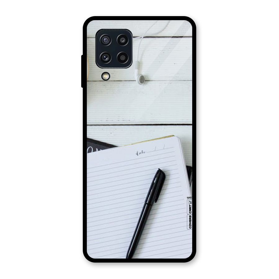Headphones Notes Glass Back Case for Galaxy M32