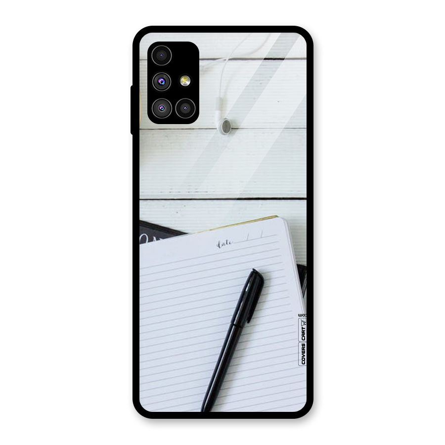 Headphones Notes Glass Back Case for Galaxy M51
