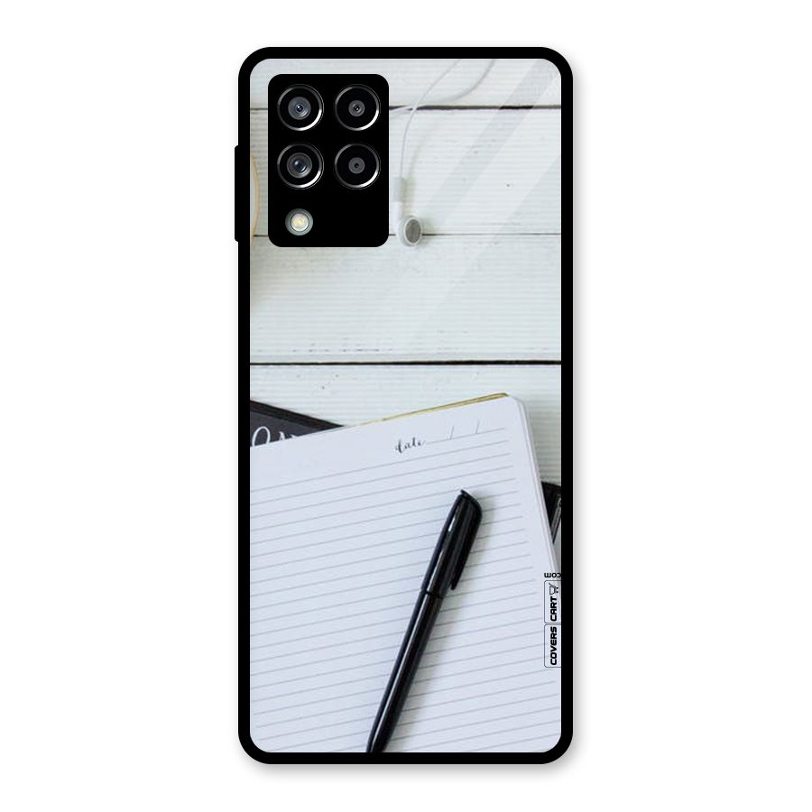 Headphones Notes Glass Back Case for Galaxy M53 5G
